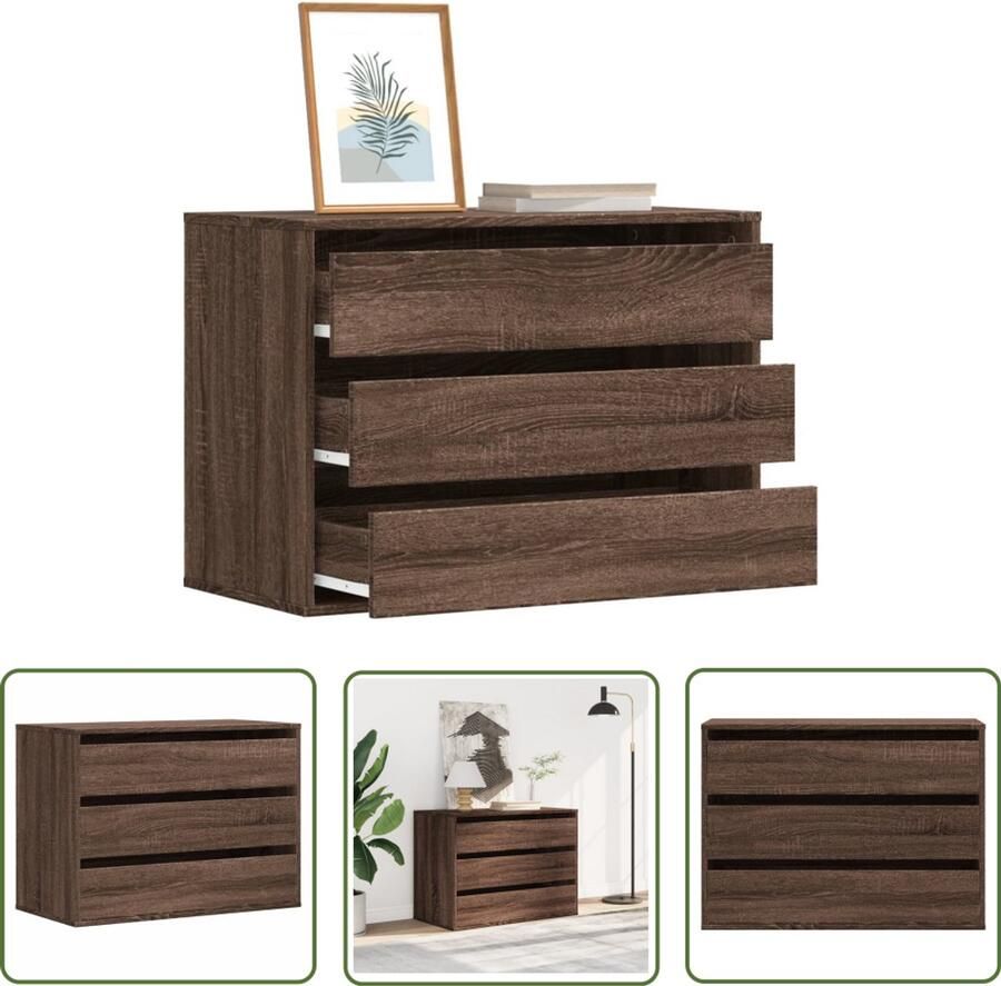 VidaXL Klikmechanisme Dynammometer Sleutel Ladekast 80x41x58 cm bewerkt hout bruin eikenkleurig Gereedschapset Montagesleutel Drapers Tools