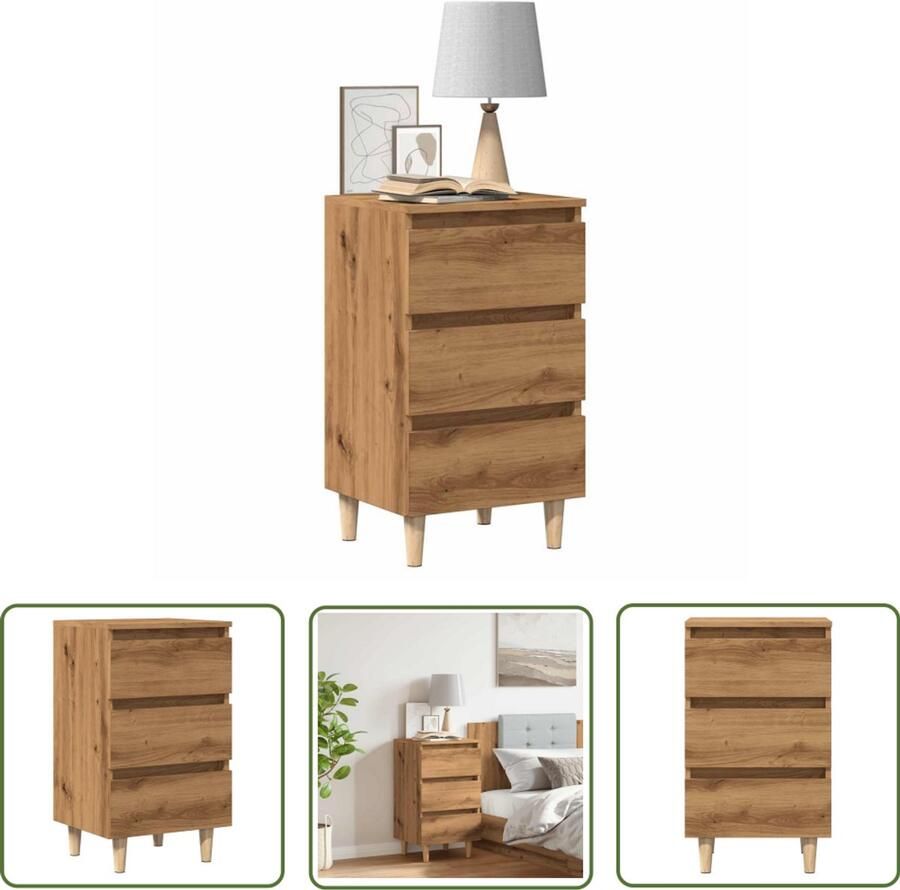 VidaXL Nachtkastje 40x35x69 cm bewerkt hout artisanaal eikenkleur Dynammometer Sleutel Klikmechanisme Gereedschapset Drapers Tools Torque Wrench