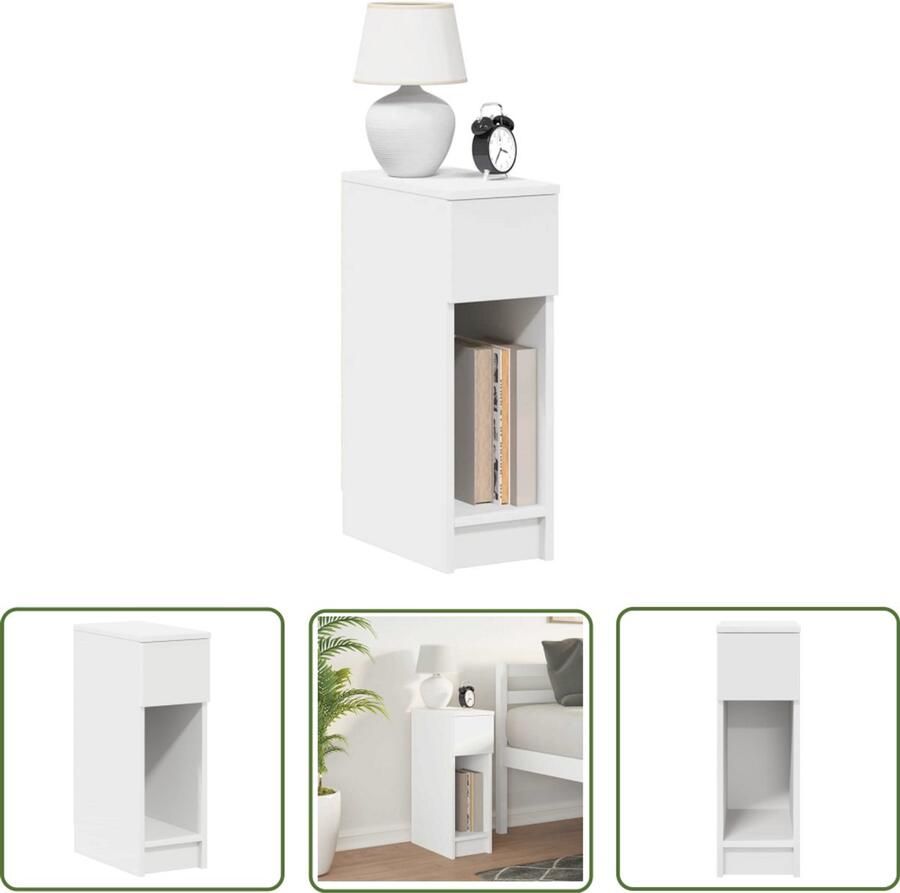 VidaXL Nachtkastje met lade 20x36x60 cm wit Dynammometer Sleutel Klikmechanisme Draadloos Gereedschapset Monteursgereedschap