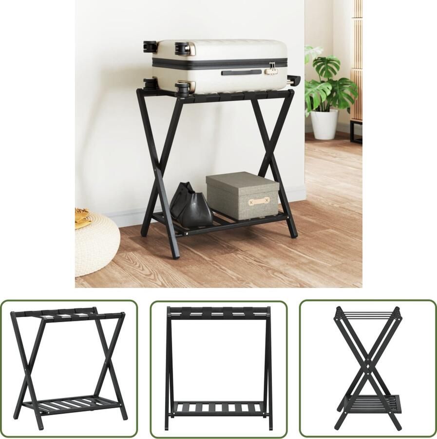 The Living Store Bamboe Bagagerek Kofferstandaard 68x38x58 cm Opvouwbaar Bamboebagagerak Koffervleugel Reisaccessoires Kofferopbergingsysteem Bagagedrager