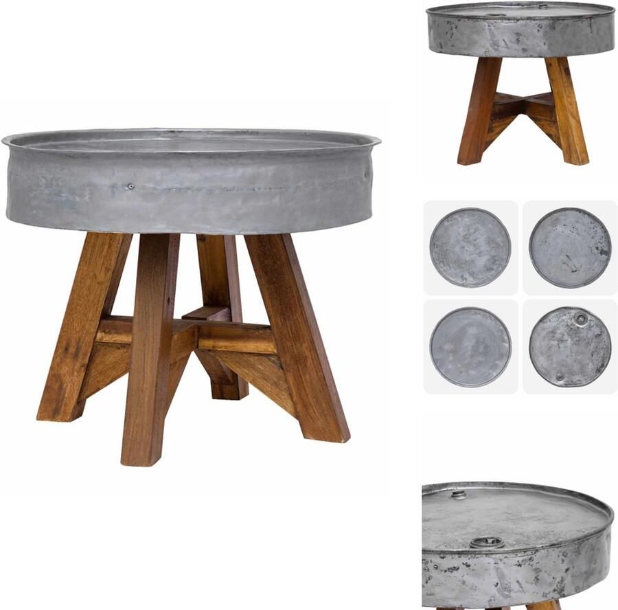 VidaXL Koffietafel Koffietafels Salontafel Salontafels Salontafel 60x45 cm gemengd gerecycled hout zilver