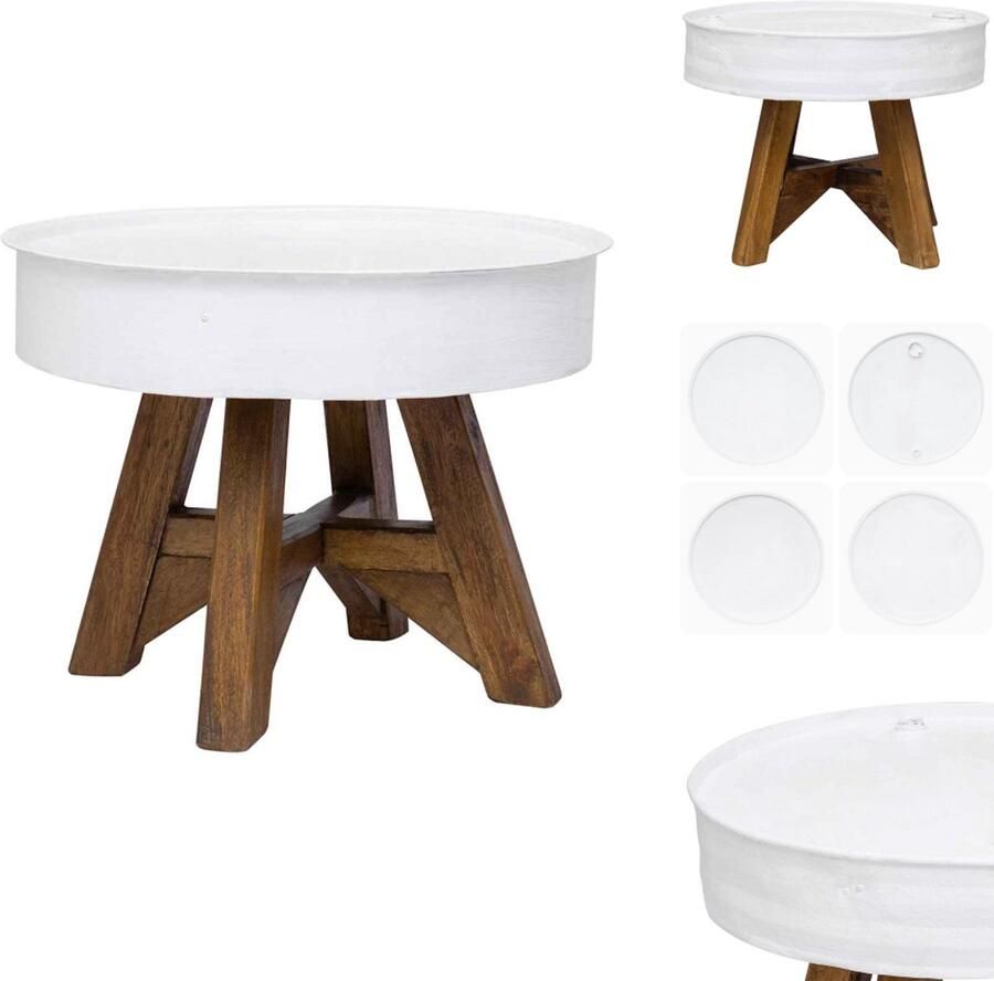 VidaXL Koffietafel Koffietafels Salontafel Salontafels Salontafel 60x45 cm massief gerecycled hout wit