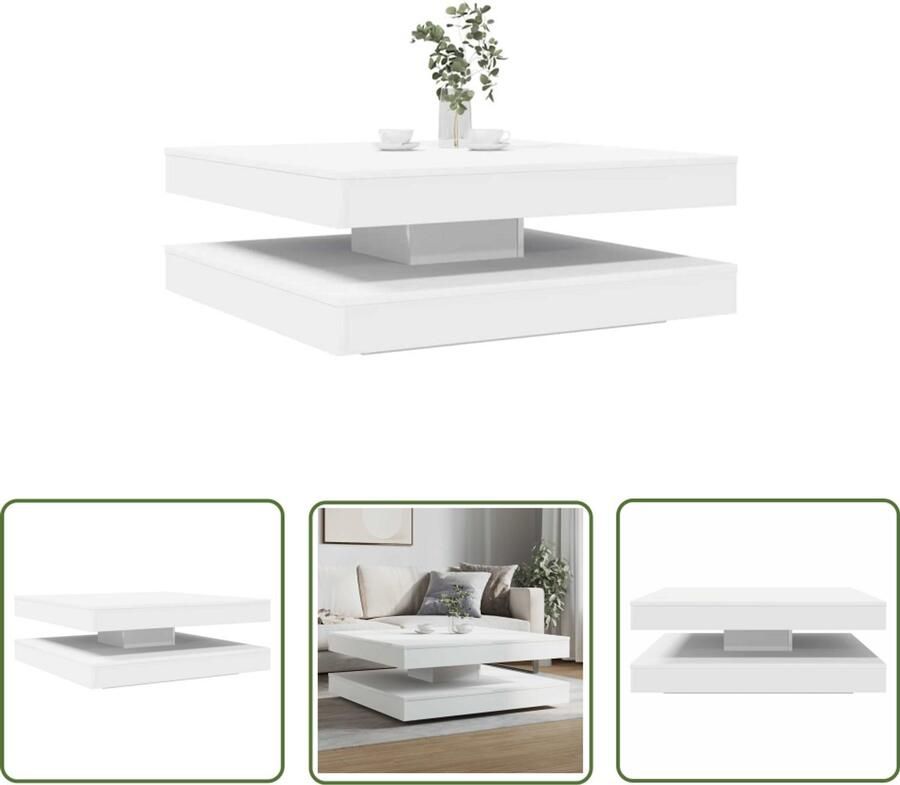 The Living Store Salontafel 360 graden draaibaar 90x90x34 5 cm wit Salontafel Houten Salontafel Ronde Salontafel Draaibare Salontafel Moderne Salontafel