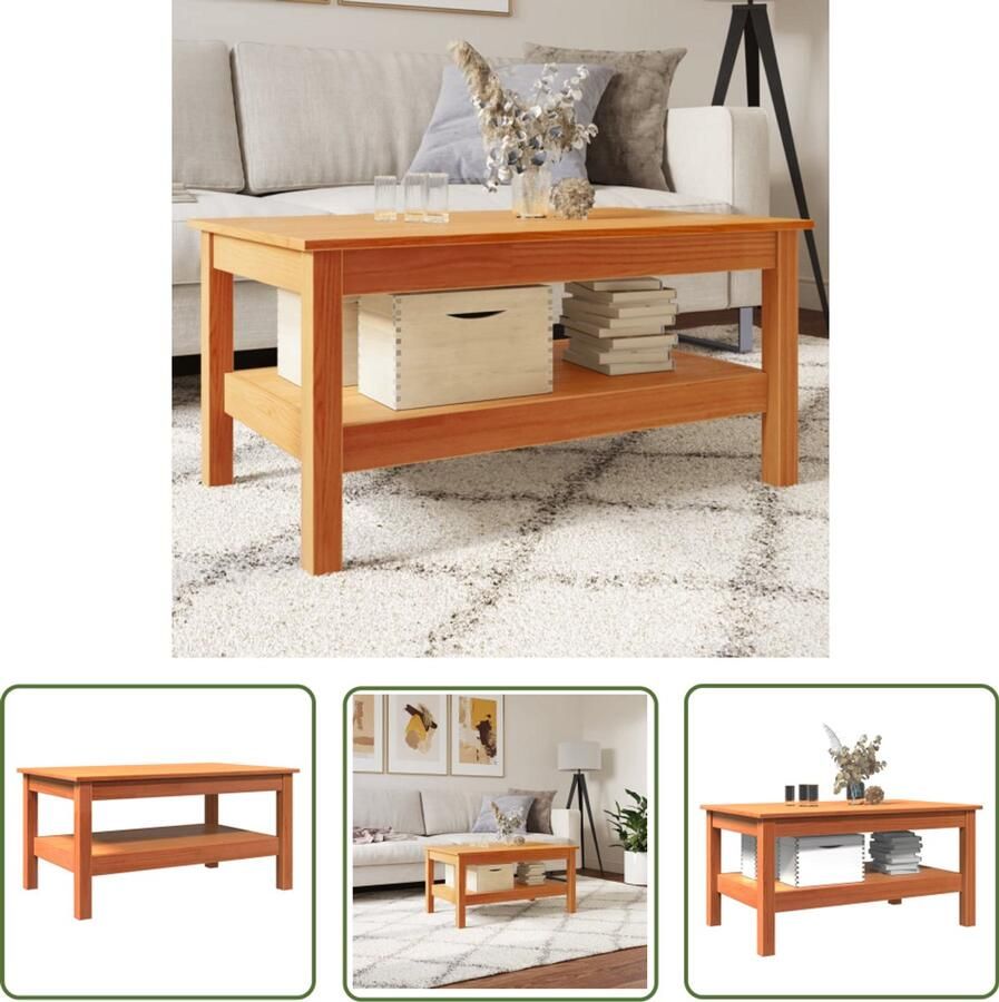 VidaXL Salontafel 80x50x40 cm massief grenenhout wasbruin Salontafel Koffietafel Zitkamermeubel Grenenhouten Meubel Bruine Salontafel
