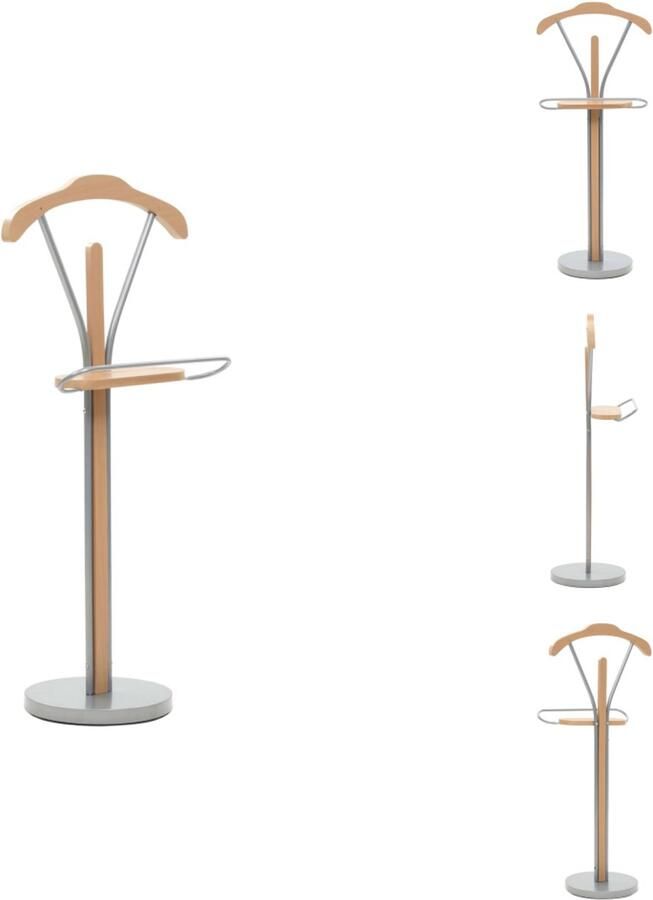 VidaXL Kostuumstandaard Kostuumstandaards Kledingrek Valetstand Dressboy 45x35x107 cm naturel