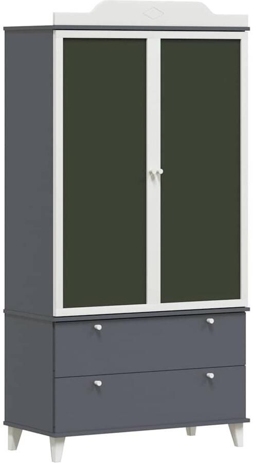 VidaXL Krijtbord Garderobe met lade Grijs en wit Bewerkt hout