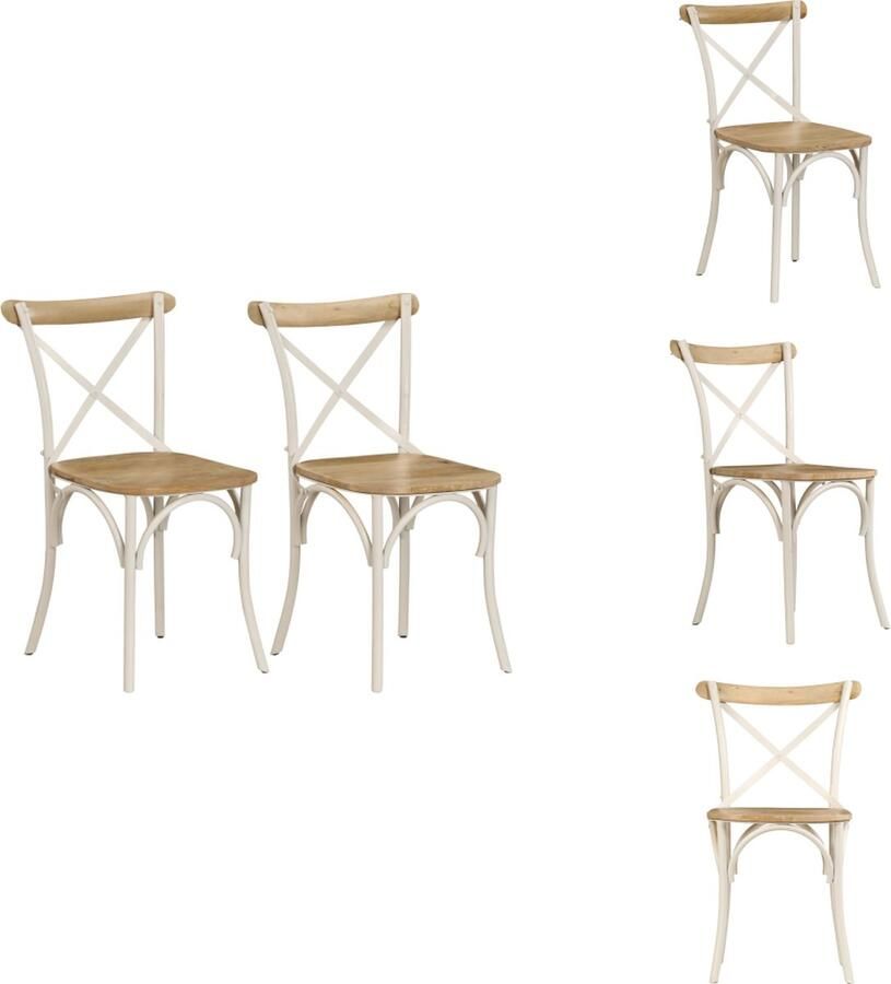 VidaXL Kruisstoel Kruisstoelen Kruis Stoel Kruis Stoelen Kruisstoelen 2 st massief mangohout wit