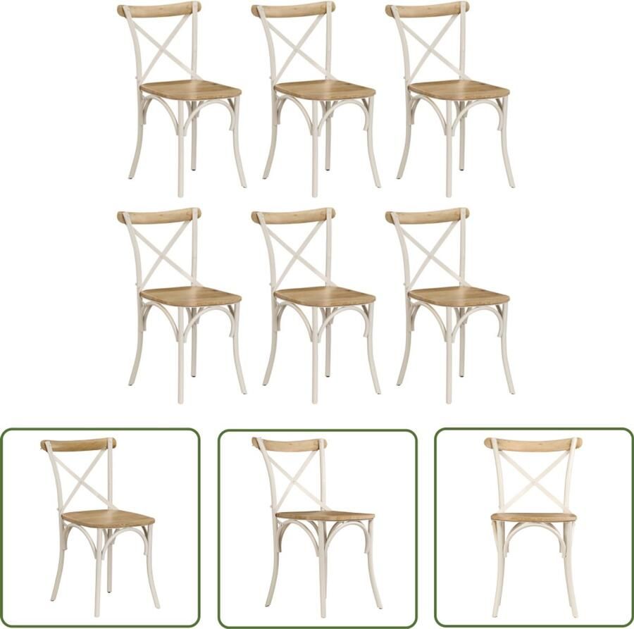 VidaXL Kruisstoelen 6 stuks Massief Mangohout Wit Eetkamerstoelen Mangohout Meubels Kruisstoelen Witte Stoelen Scandinavische Stoelen Basic Stoelen