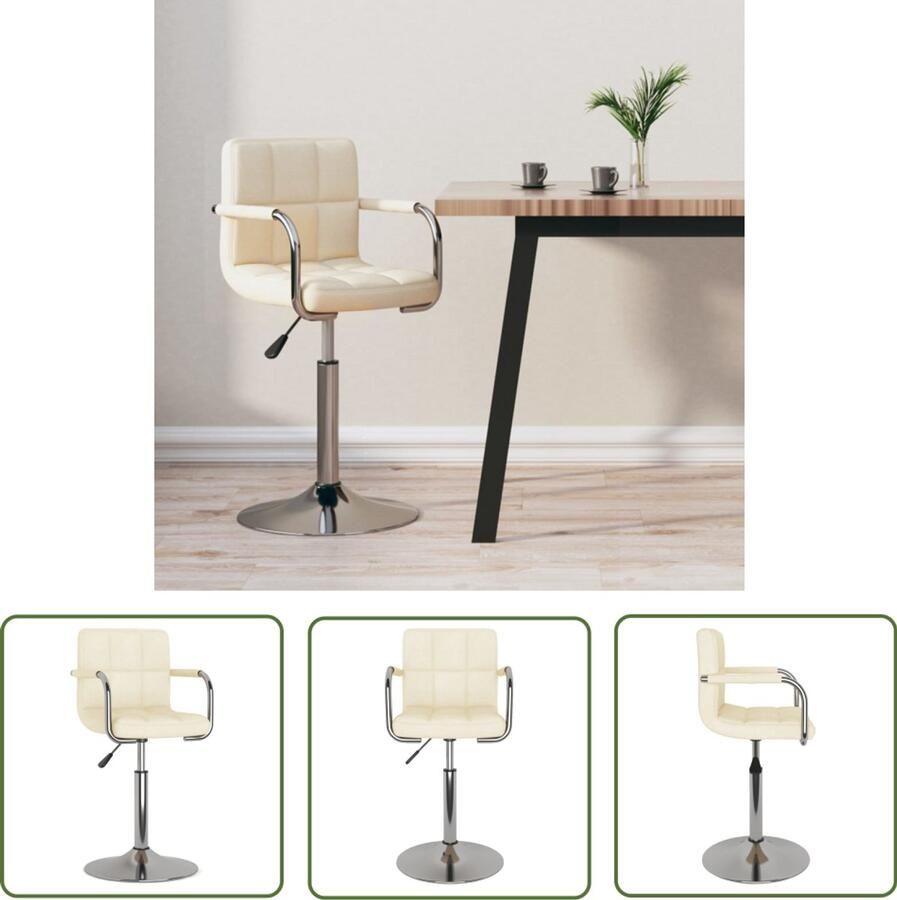 The Living Store Barkruk stof crèmekleurig Barstoel Kruisvormige Stoel Eetkamerstoelen Lounge Stoel Design Stoel