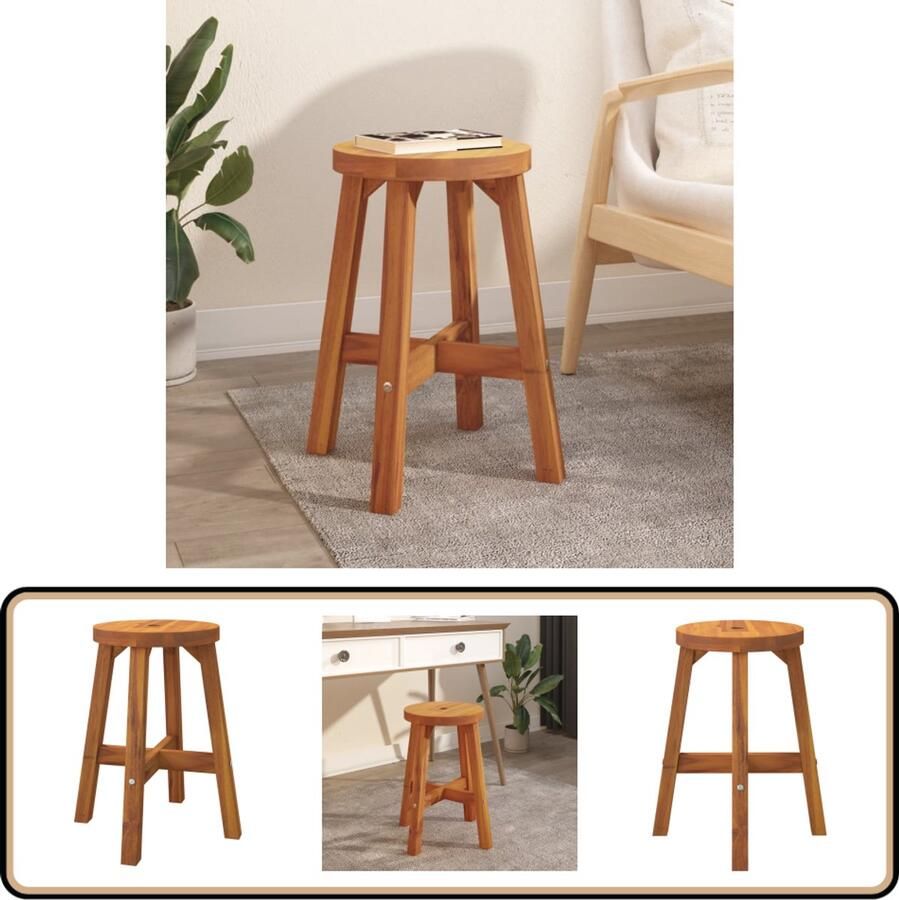 VidaXL Kruk 38x38x45 cm Massief Acaciahout Bruin Krukje Houten Kruk Acacia Hout Bruine Kruk Zitkruk Salontafel Plantenkruiken Badkamermeubilair Vintage Meubels Landelijke Stijl