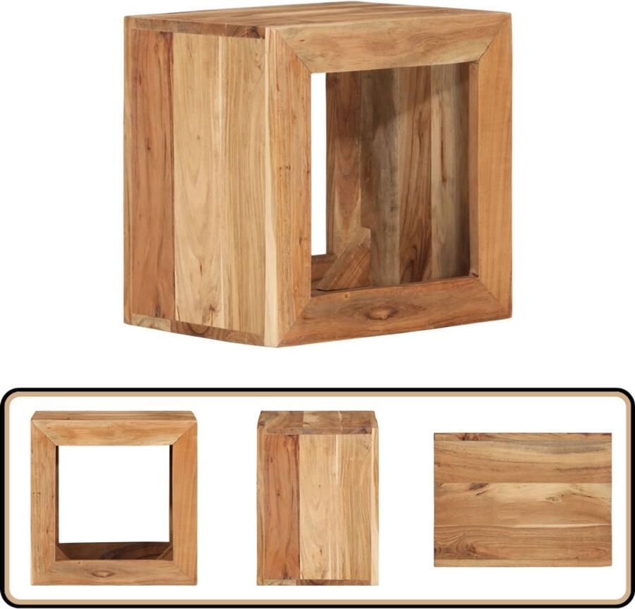VidaXL The Living Store Kruk Hout 40 x 30 x 40 cm Massief acaciahout Houten Kruk Acacia Hout Bijzettafel Stoere Meubels Vintage Meubels