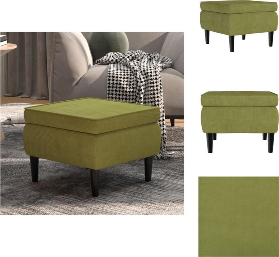 VidaXL Kruk Krukken Voetenbank Poef Kruk met houten poten fluweel lichtgroen - Foto 2