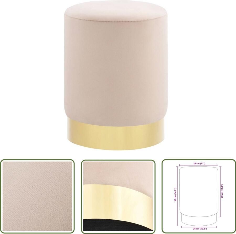 VidaXL Kruk Fluweel Abrikoos & Goud 28x36 cm Kruisstoel Stoelkussen Lounge Kussens Velvet Bank Zitmeubel