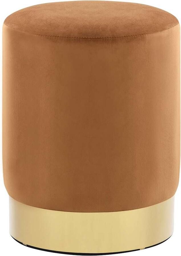 VidaXL Kruk Fluweel Bruin en Goudkleurig 28x36 cm Luxe Kruk Tonvormig Krukje Velvet Kruk Bruine Kruk Gouden Kruk - Foto 2