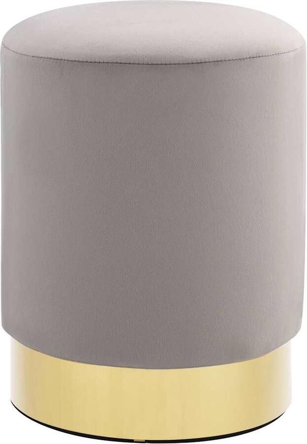 VidaXL Kruk Fluweel Lichtgrijs en Goudkleurig Krukje Stoelkruk Velvet Kruk Tonvormige Kruk Lounge Kruk Interieur Decoratie Living Room Meubels Gouden Kruk Grijze Kruk Multifunctionele Kruk Inklapbare Kruk - Foto 2