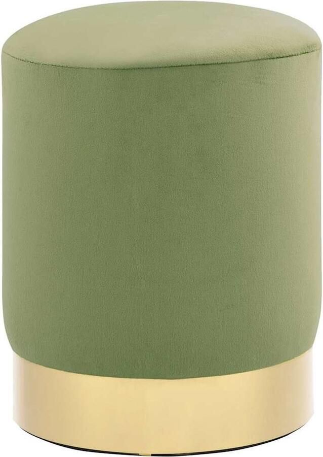 VidaXL Kruk Fluweel Mosterdgroen en Goud 28x36 cm Krukje Tonvormige Kruk Velvet Kruk Gouden Kruk Mustard Groen Woonaccessoires Interieurdecoratie Stoere Kruk Trendy Kruk Multifunctionele Kruk Zitkruk - Foto 2