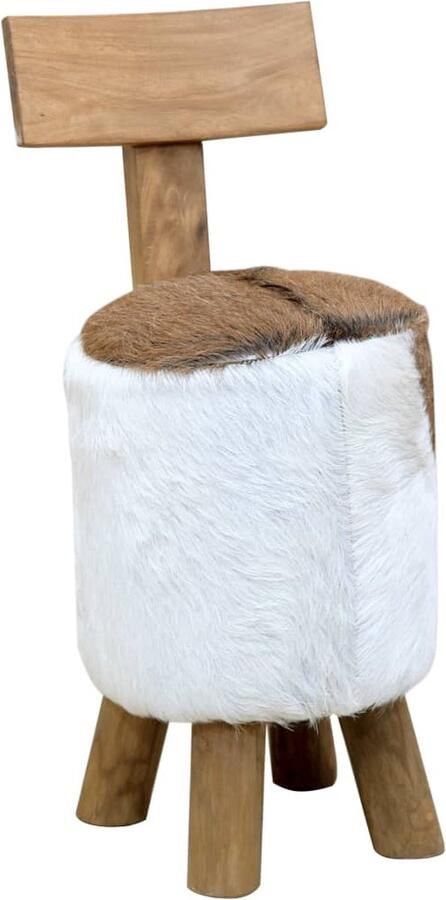 VidaXL Kruk Massief Teakhout Bruin 30x30x70cm Krukken Stoelen Woonaccessoires Meubilair Bruine Kruk Teak Hout Suar Hout Geiten Leer Design Kruk Moderne Kruk Inklapbare Kruk - Foto 3