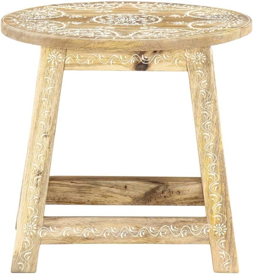 VidaXL -Kruk-handgeschilderd-38x38x35-cm-massief-mangohout - Foto 3