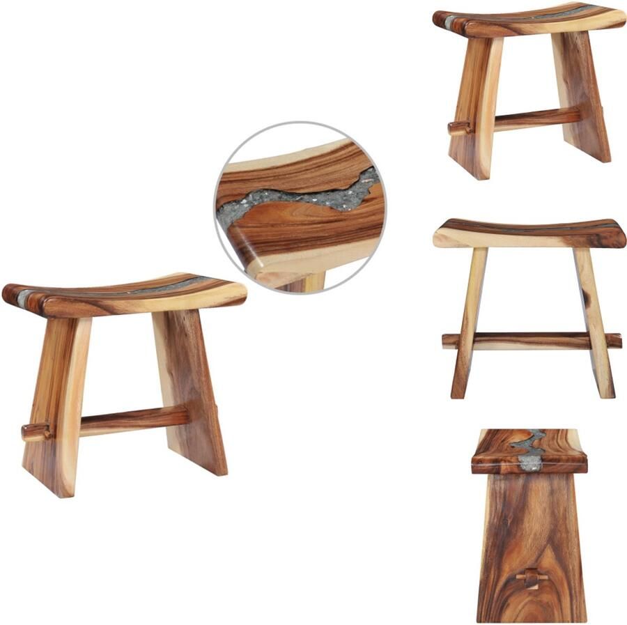 VidaXL Kruk Krukken Badkamerkruk Badkamerkrukken Kruk massief suarhout en polyresin