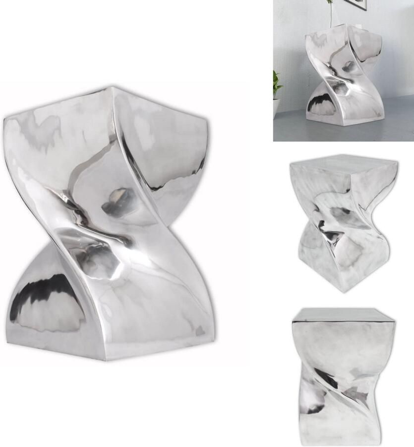 VidaXL Kruk Krukken Bijzettafel Bijzettafels Kruk bijzettafel in gedraaide vorm zilver aluminium