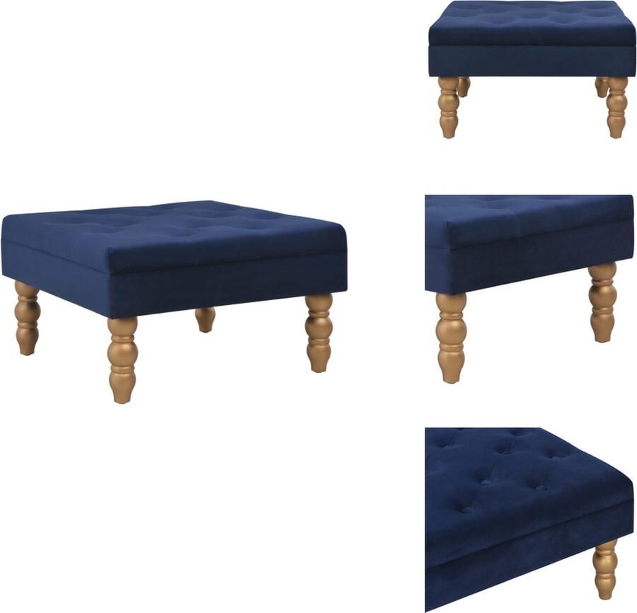 VidaXL Poef Velvet 60 x 60 x 36 cm Marineblauw Decoratieve knoppen Barkruk