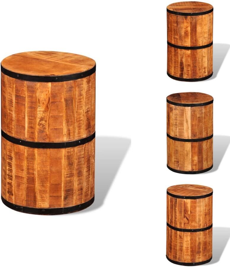 VidaXL Kruk Krukken Houten Kruk Houten Krukken Barkruk ruw mangohout