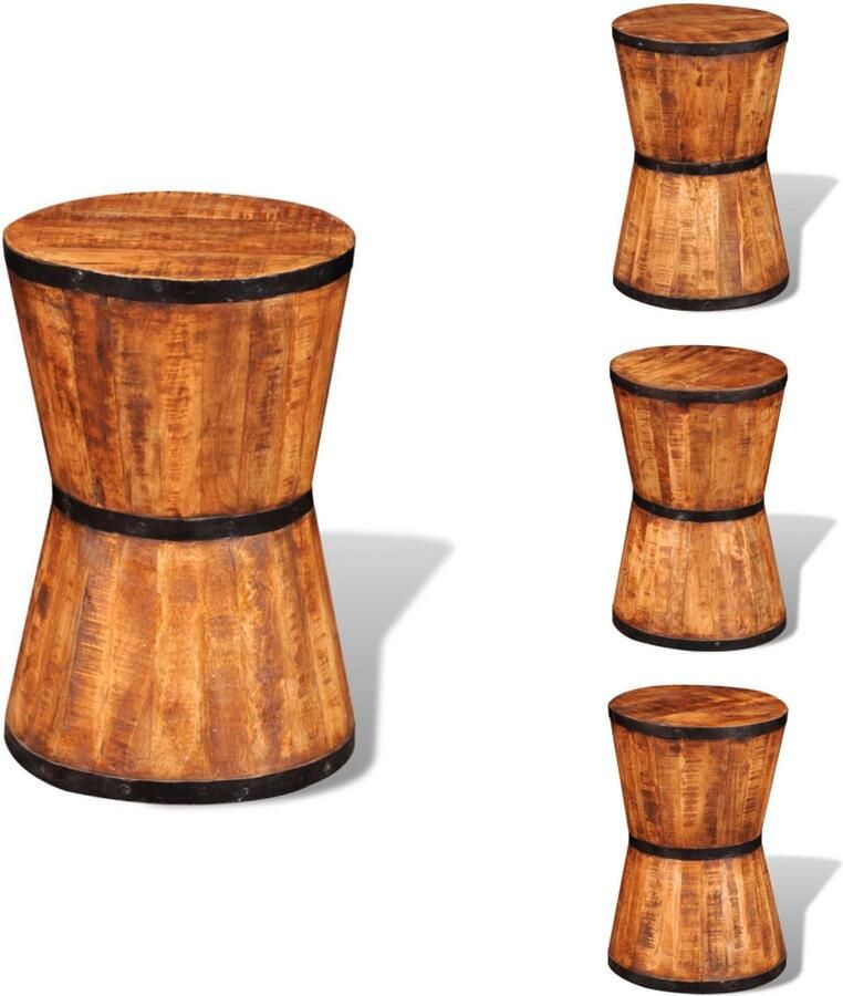 VidaXL Kruk Krukken Houten Kruk Houten Krukken Kruk zandlopervormig ruw mangohout