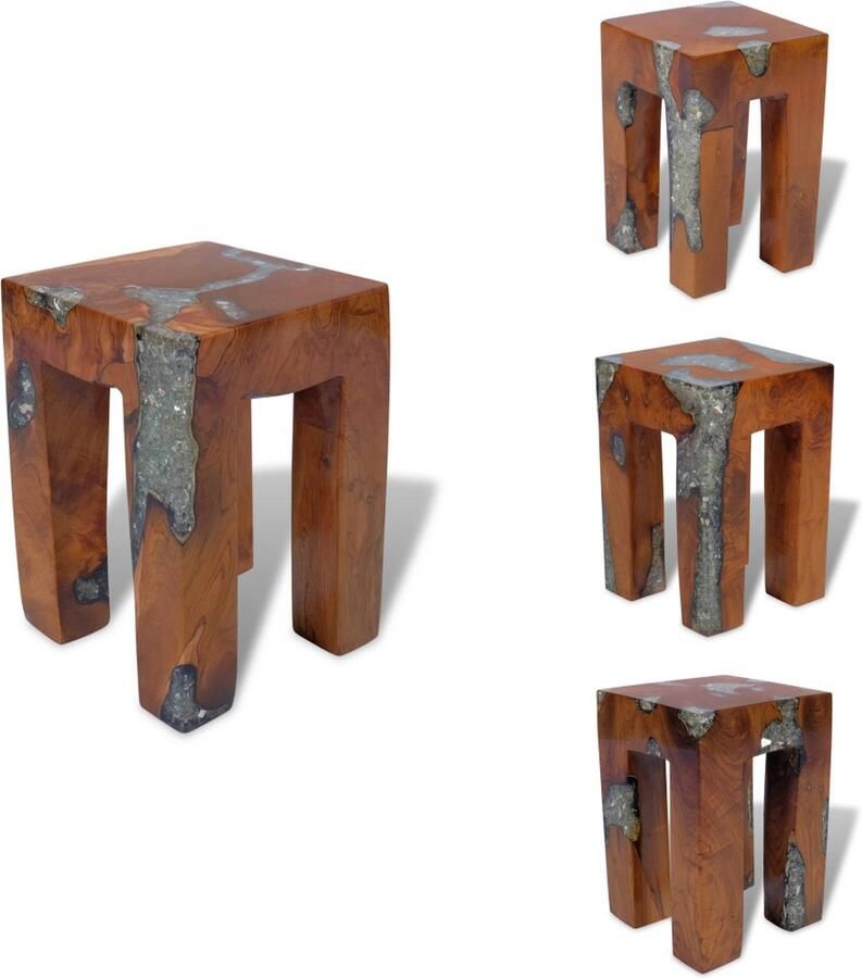 VidaXL Kruk Krukken Krukje Krukjes Kruk massief teakhout en hars