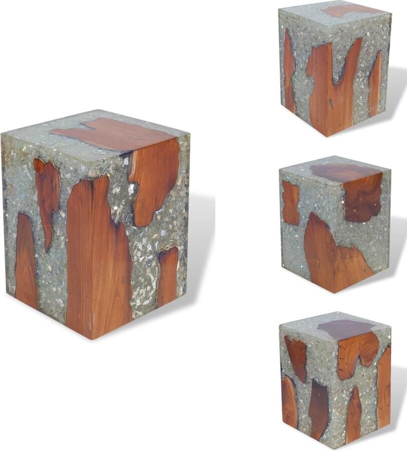 VidaXL Kruk Krukken Krukje Krukjes Kruk massief teakhout en hars