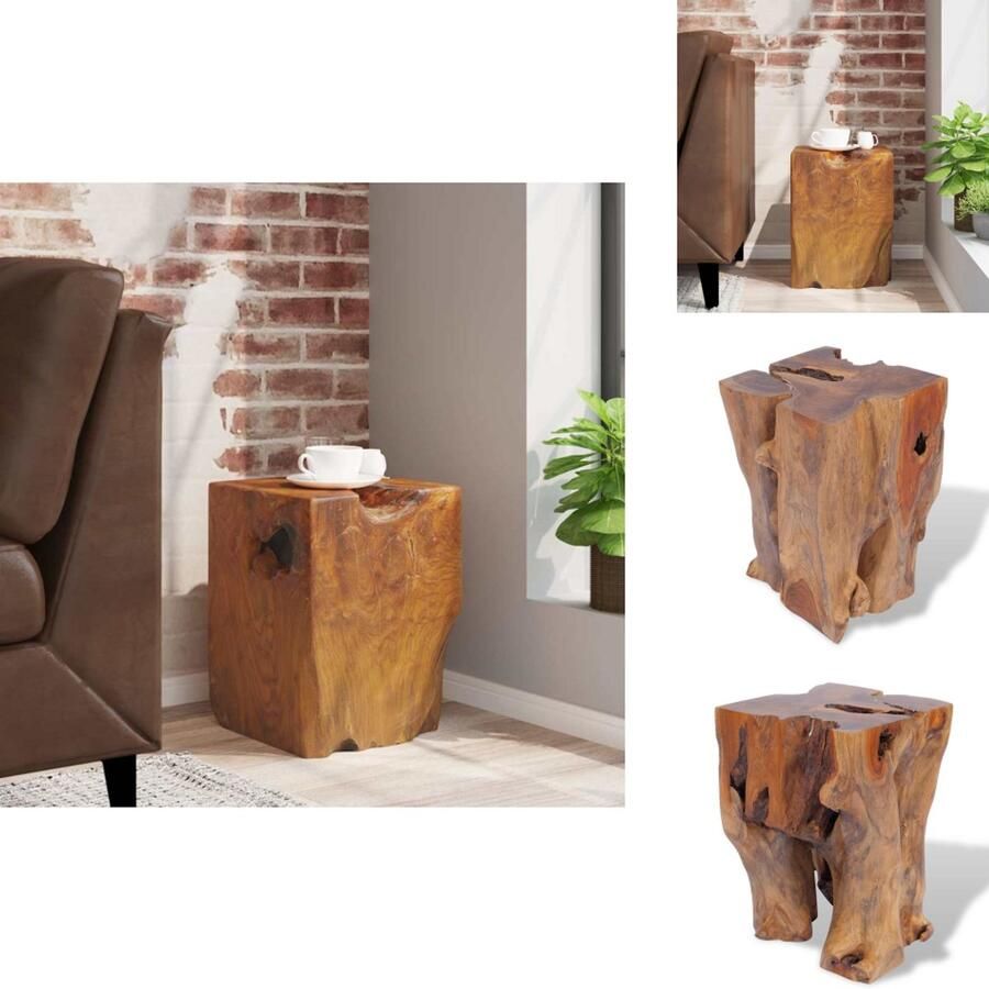 VidaXL Kruk Massief Teakhout 30x30x40 cm Rustieke blikvanger Krukje