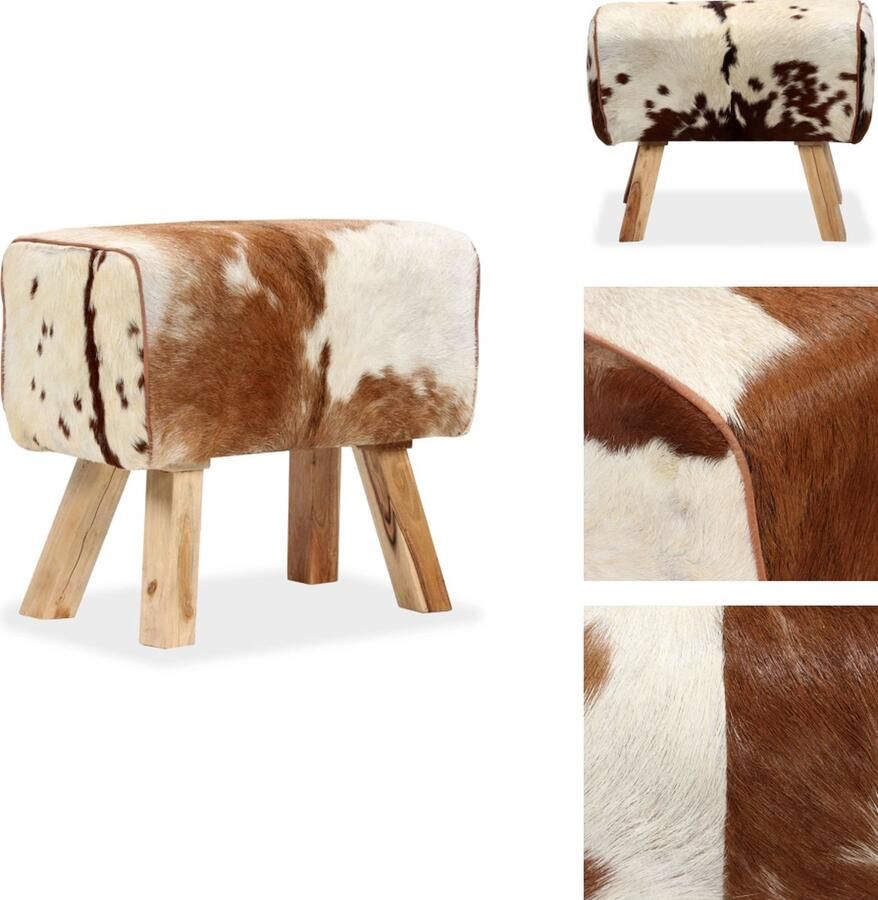 VidaXL Kruk Krukken Krukje Krukjes -Krukje-60x30x50-cm-echt-geitenleer