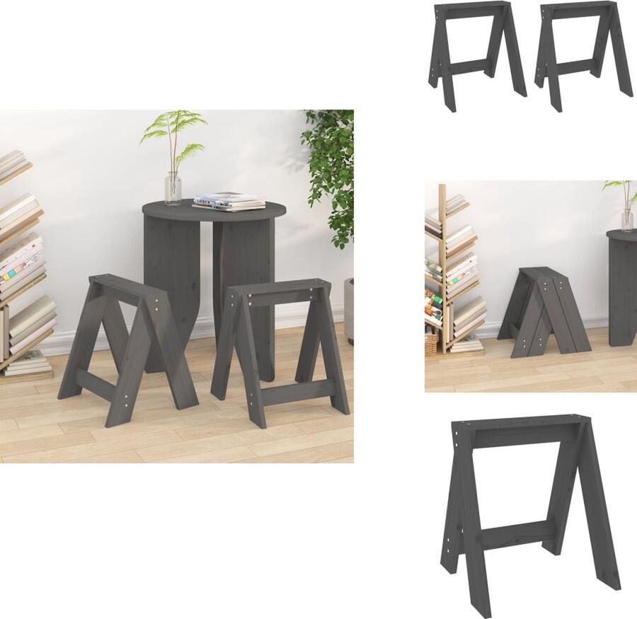 VidaXL Kruk. Krukken Krukje Stoel Keukenkruk Krukken 2 st 40x40x45 cm massief grenenhout grijs
