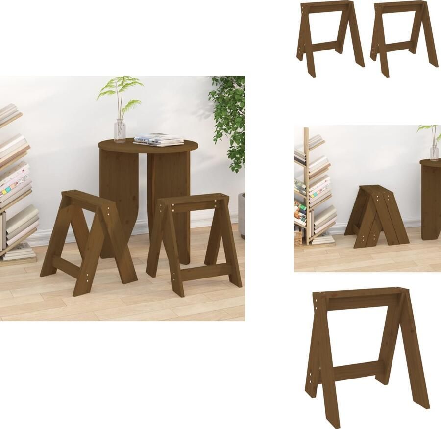 VidaXL Kruk. Krukken Krukje Stoel Keukenkruk Krukken 2 st 40x40x45 cm massief grenenhout honingbruin