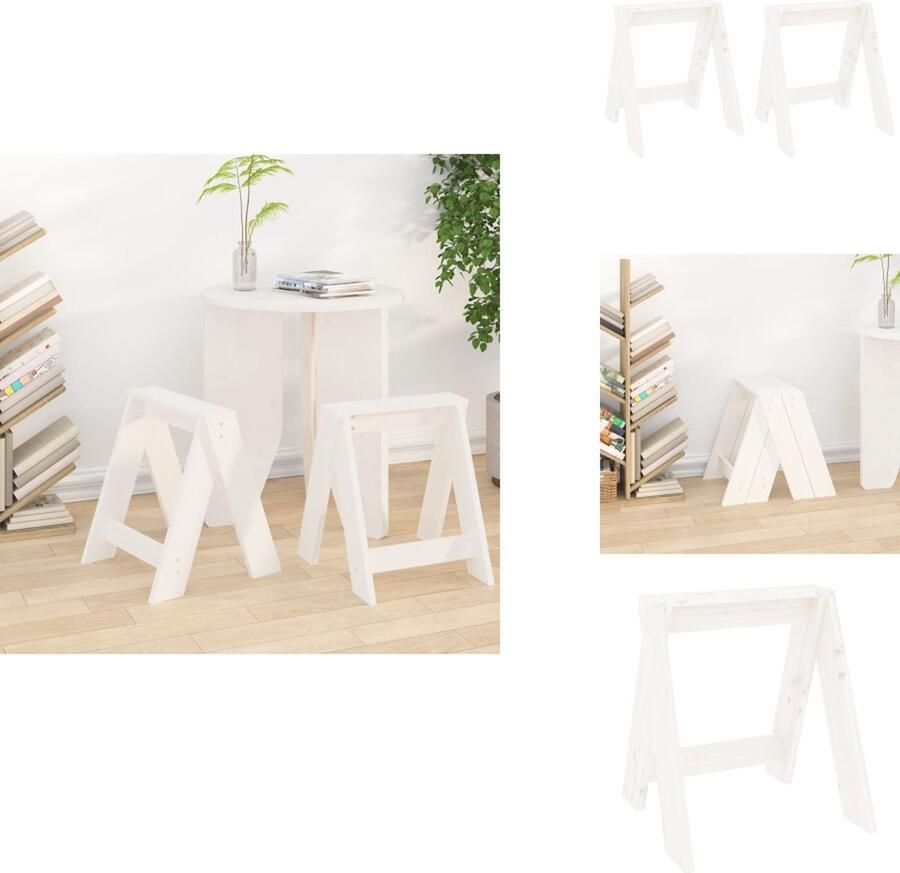 VidaXL Kruk. Krukken Krukje Stoel Keukenkruk Krukken 2 st 40x40x45 cm massief grenenhout wit