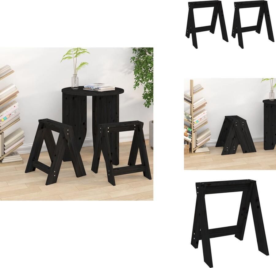 VidaXL Kruk. Krukken Krukje Stoel Keukenkruk Krukken 2 st 40x40x45 cm massief grenenhout zwart