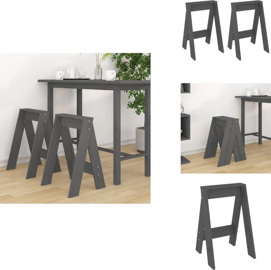 VidaXL Kruk. Krukken Krukje Stoel Keukenkruk Krukken 2 st 40x40x60 cm massief grenenhout grijs