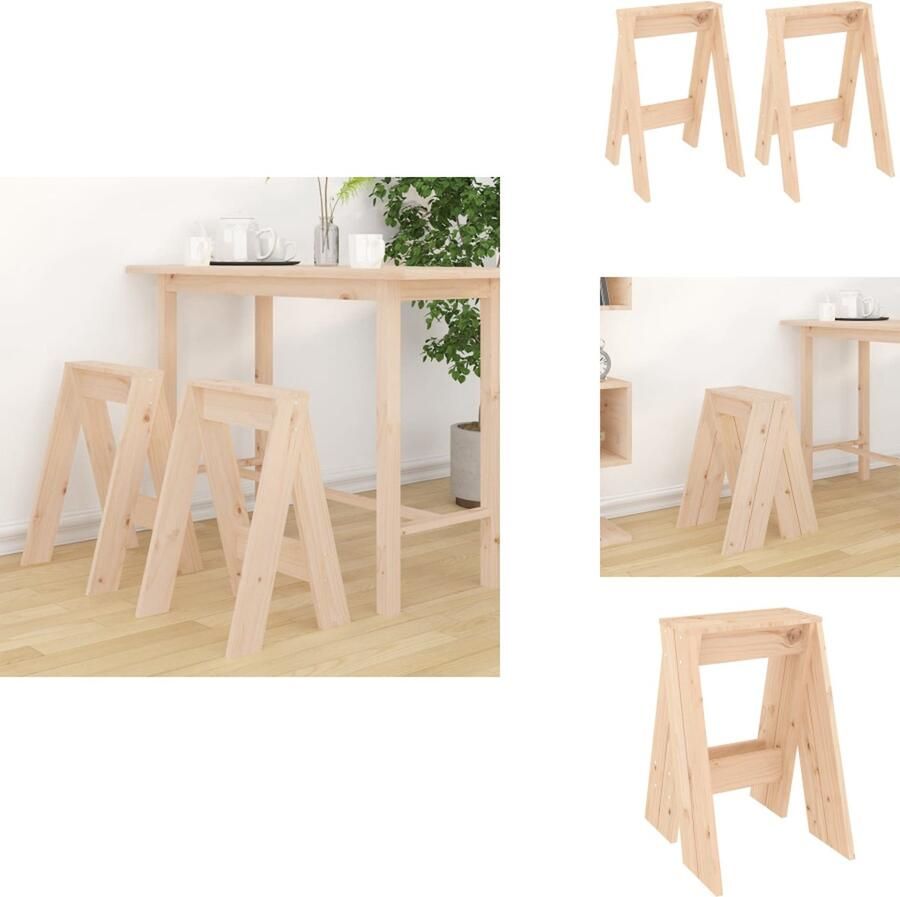VidaXL Kruk. Krukken Krukje Stoel Keukenkruk Krukken 2 st 40x40x60 cm massief grenenhout
