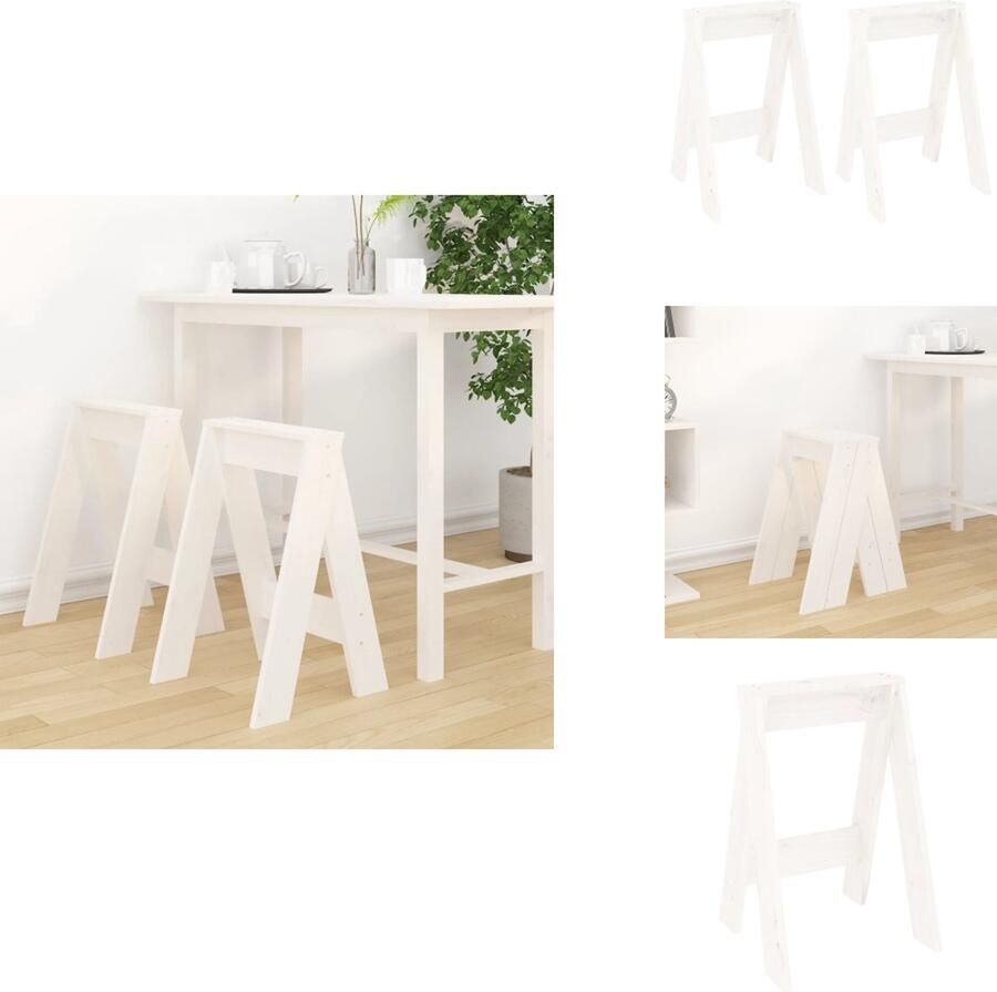 VidaXL Kruk. Krukken Krukje Stoel Keukenkruk Krukken 2 st 40x40x60 cm massief grenenhout wit