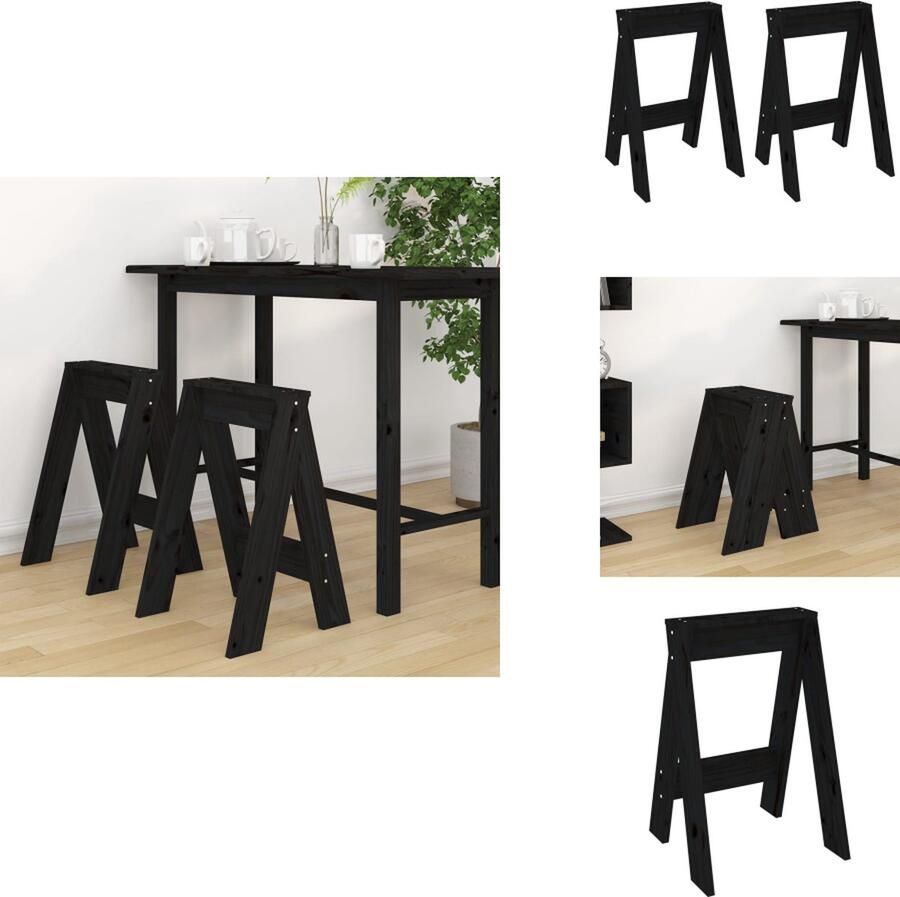 VidaXL Kruk. Krukken Krukje Stoel Keukenkruk Krukken 2 st 40x40x60 cm massief grenenhout zwart