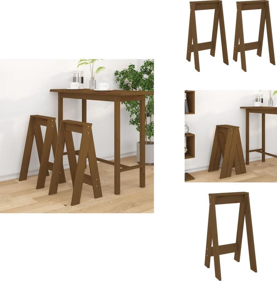 VidaXL Kruk. Krukken Krukje Stoel Keukenkruk Krukken 2 st 40x40x75 cm massief grenenhout honingbruin