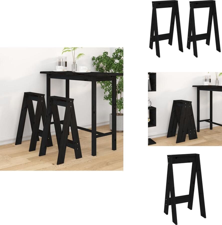 VidaXL Kruk. Krukken Krukje Stoel Keukenkruk Krukken 2 st 40x40x75 cm massief grenenhout zwart