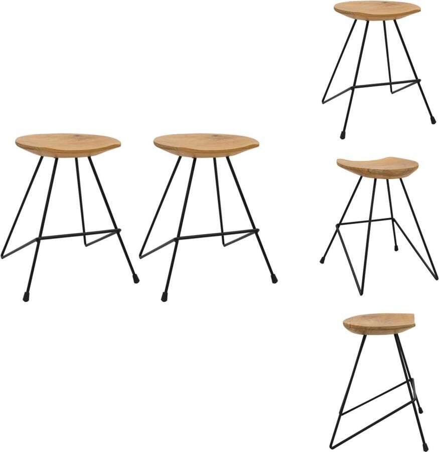 VidaXL Kruk Krukken Teakhouten Kruk Teakhouten Krukken 2 st massief teakhout