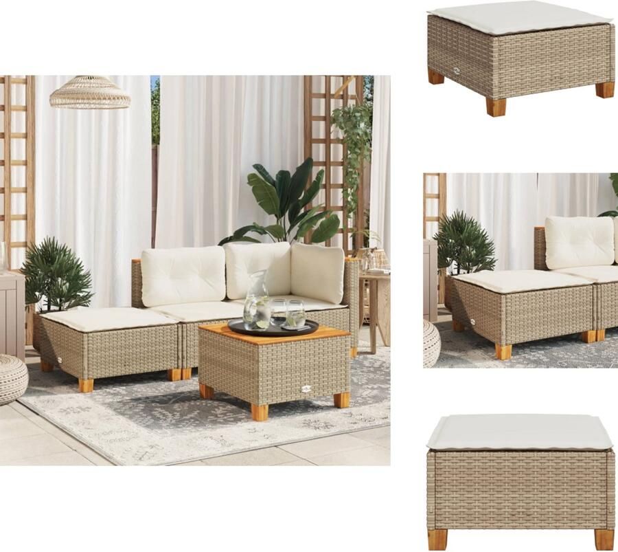 VidaXL Kruk Krukken Tuinkruk Buitenkruk Tuinkruk met kussen 63 5x56x32 cm poly rattan beige