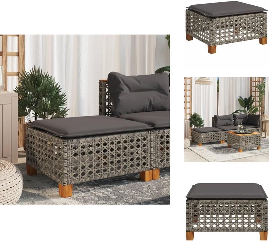 VidaXL Kruk Krukken Tuinkruk Buitenkruk Tuinkruk met kussen 63 5x56x32 cm poly rattan grijs