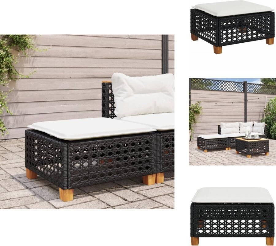 VidaXL Kruk Krukken Tuinkruk Buitenkruk Tuinkruk met kussen 63 5x56x32 cm poly rattan zwart