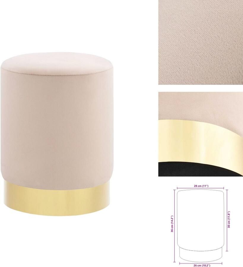 VidaXL Kruk Krukken Voetbank Voetbanken Kruk fluweel abrikoos- en goudkleurig