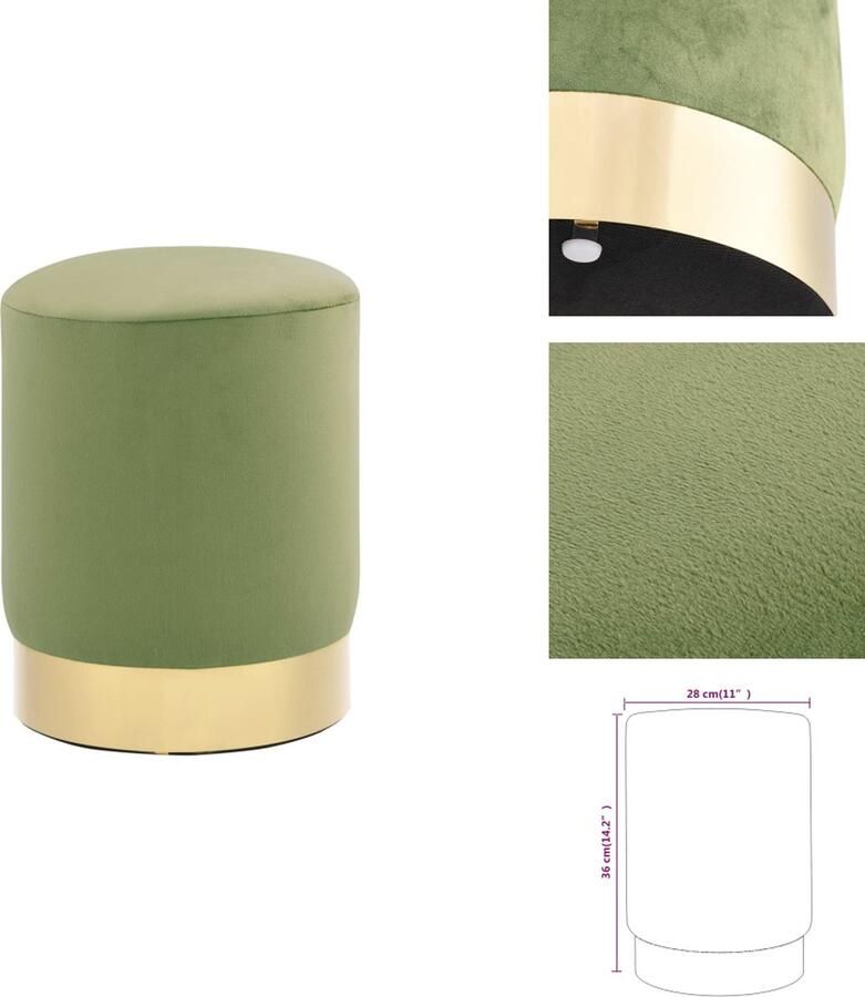 VidaXL Kruk Krukken Voetbank Voetbanken Kruk fluweel mosterdgroen en goudkleurig
