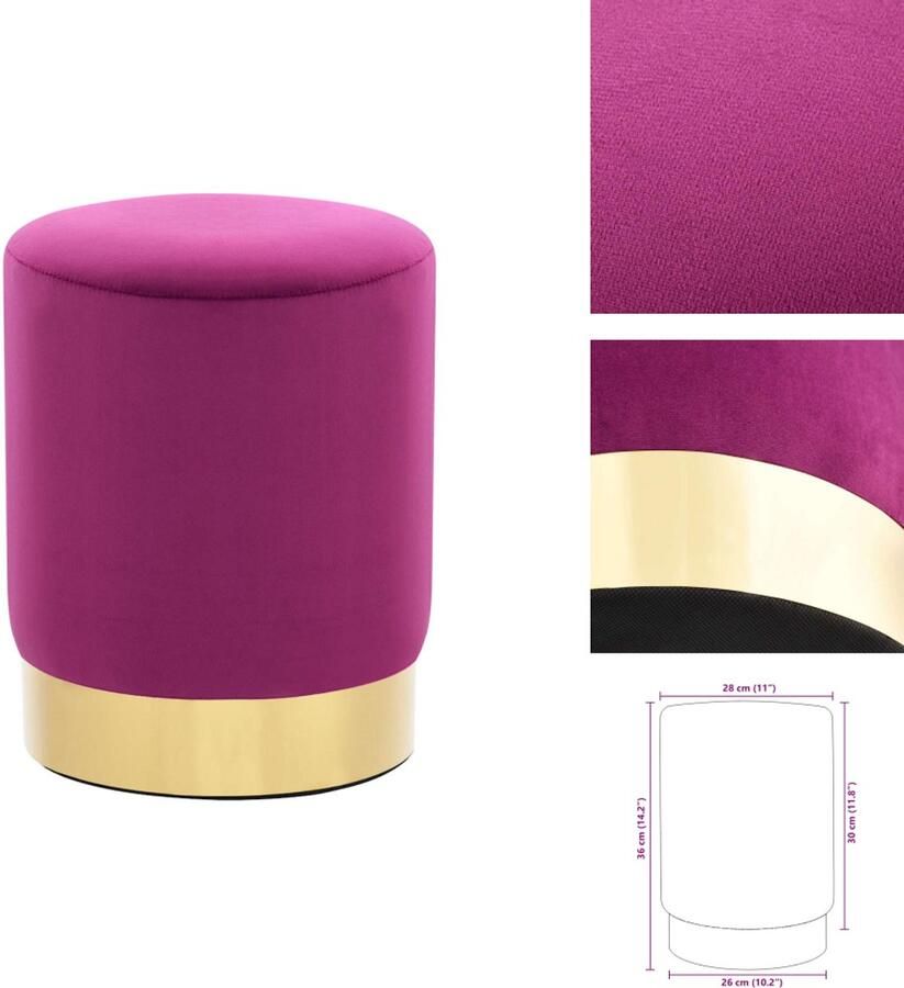 VidaXL Kruk Krukken Voetbank Voetbanken Kruk fluweel paars en goudkleurig