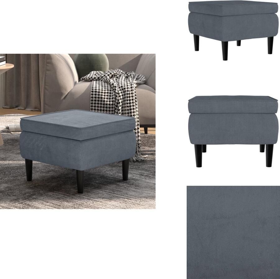 VidaXL Kruk Krukken Voetenbank Poef Kruk met houten poten fluweel donkergrijs