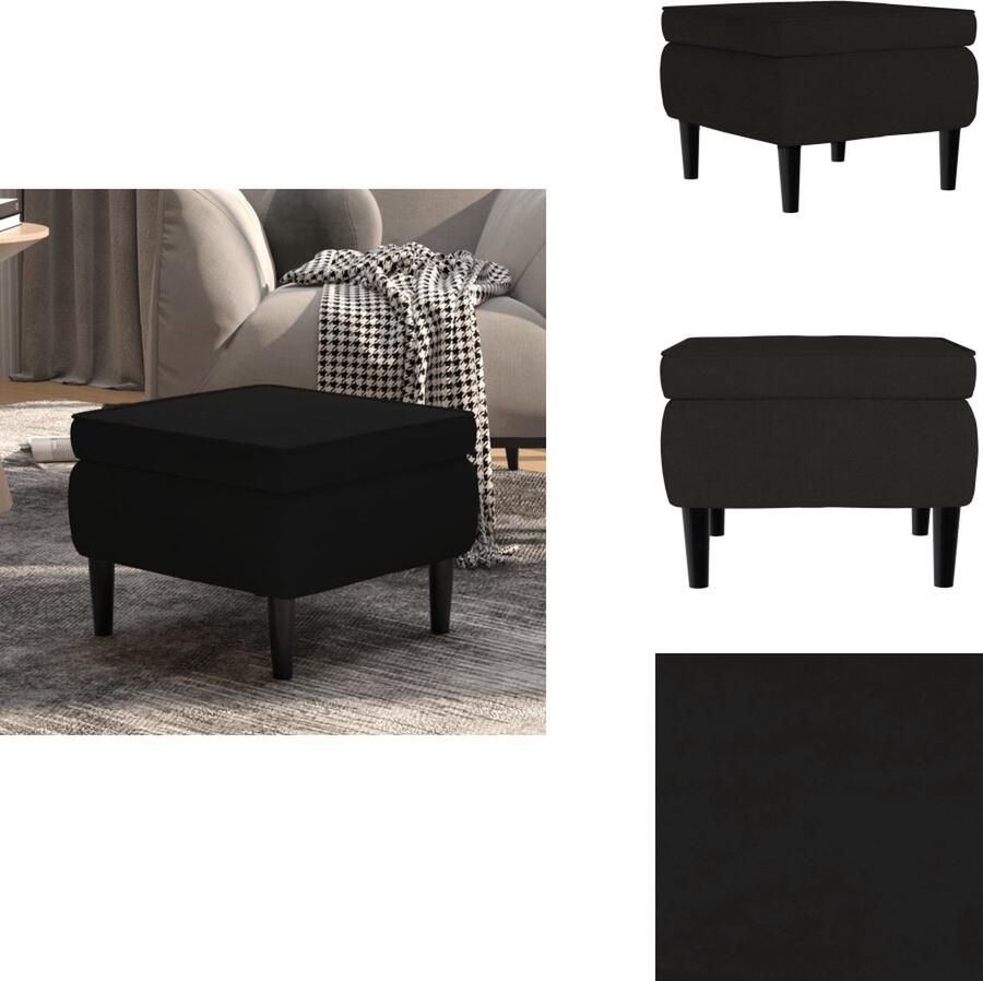 VidaXL Kruk Krukken Voetenbank Poef Kruk met houten poten fluweel zwart